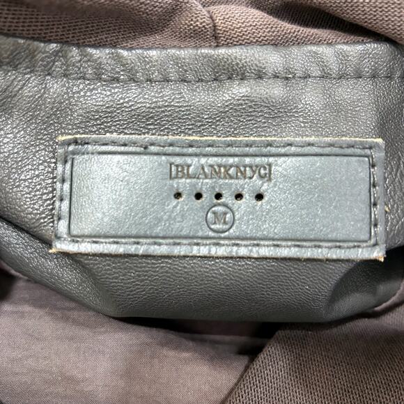 Blank NYC Gray Mixed Media Asymmetrical Zippered Moto Jacket Women's Medium - Picture 8 of 11